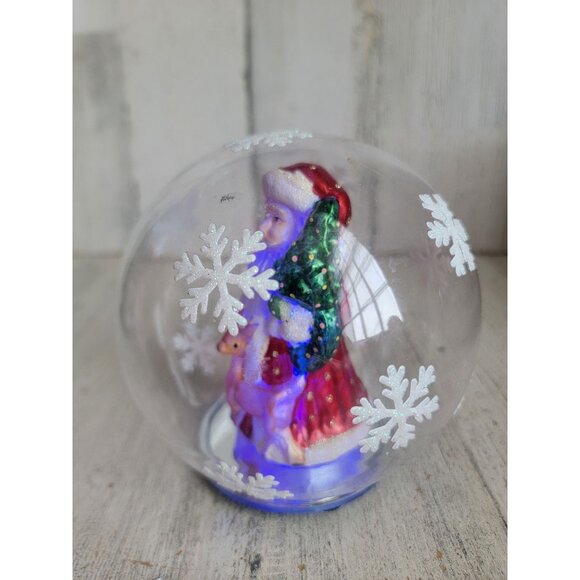 Santa ball light up snowball glass ornament Xmas glitter - Picture 3 of 8